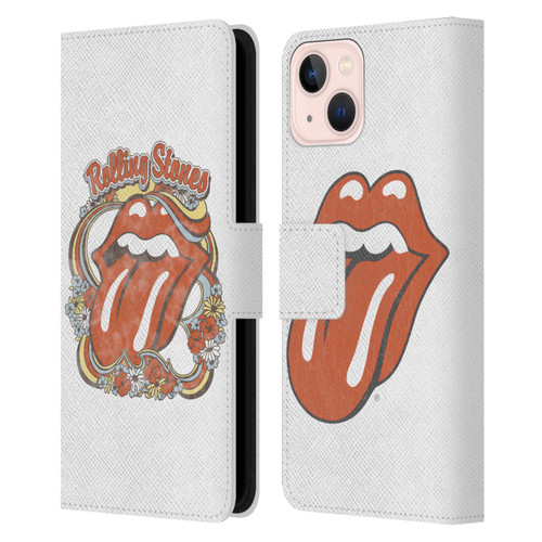 The Rolling Stones Graphics Flowers Tongue Leather Book Wallet Case Cover For Apple iPhone 13