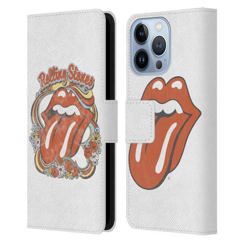 The Rolling Stones Graphics Flowers Tongue Leather Book Wallet Case Cover For Apple iPhone 13 Pro