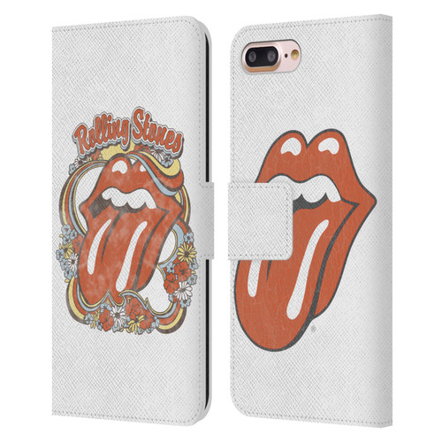 The Rolling Stones Graphics Flowers Tongue Leather Book Wallet Case Cover For Apple iPhone 7 Plus / iPhone 8 Plus