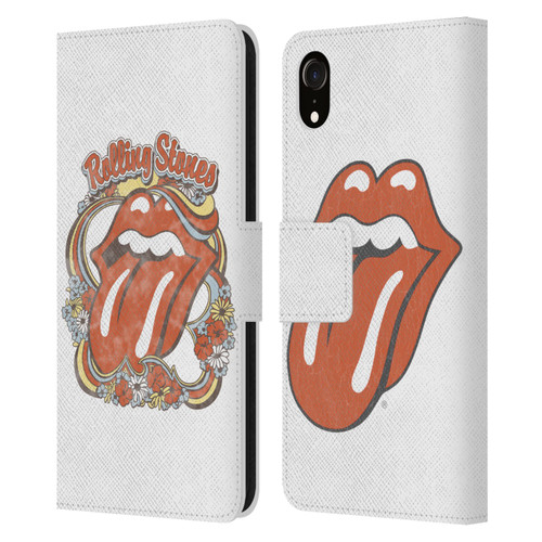 The Rolling Stones Graphics Flowers Tongue Leather Book Wallet Case Cover For Apple iPhone XR