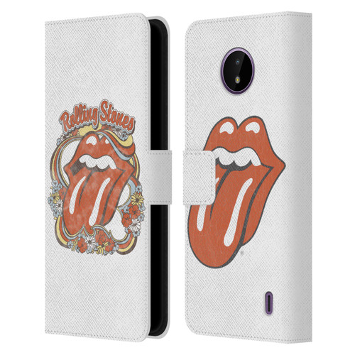 The Rolling Stones Graphics Flowers Tongue Leather Book Wallet Case Cover For Nokia C10 / C20