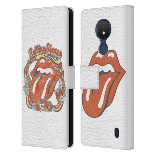 The Rolling Stones Graphics Flowers Tongue Leather Book Wallet Case Cover For Nokia C21