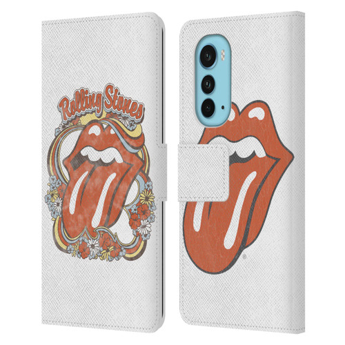 The Rolling Stones Graphics Flowers Tongue Leather Book Wallet Case Cover For Motorola Edge (2022)