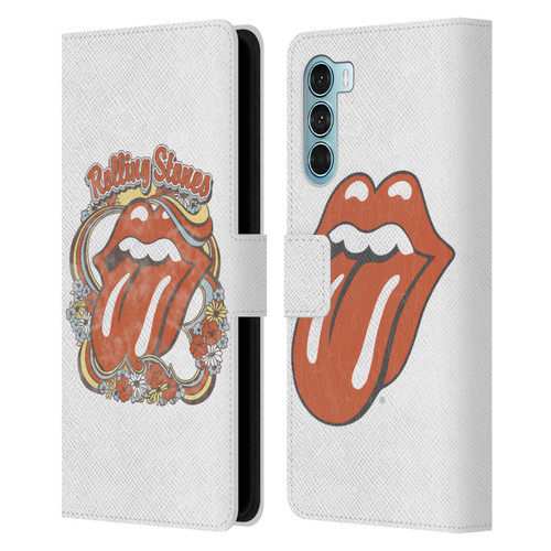 The Rolling Stones Graphics Flowers Tongue Leather Book Wallet Case Cover For Motorola Edge S30 / Moto G200 5G