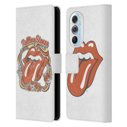 The Rolling Stones Graphics Flowers Tongue Leather Book Wallet Case Cover For Motorola Edge X30