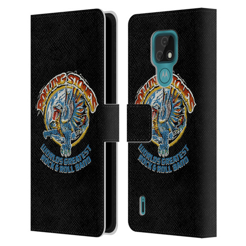 The Rolling Stones Graphics Greatest Rock And Roll Band Leather Book Wallet Case Cover For Motorola Moto E7