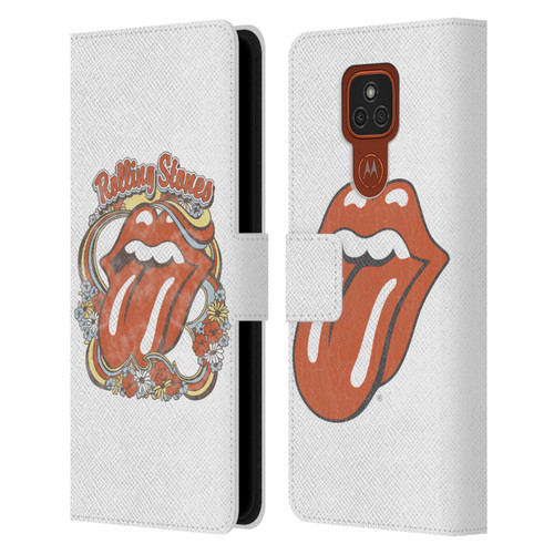 The Rolling Stones Graphics Flowers Tongue Leather Book Wallet Case Cover For Motorola Moto E7 Plus
