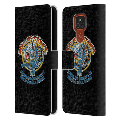 The Rolling Stones Graphics Greatest Rock And Roll Band Leather Book Wallet Case Cover For Motorola Moto E7 Plus