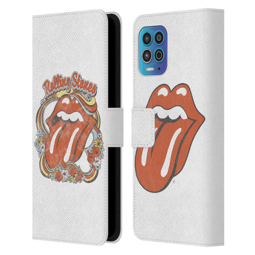 The Rolling Stones Graphics Flowers Tongue Leather Book Wallet Case Cover For Motorola Moto G100