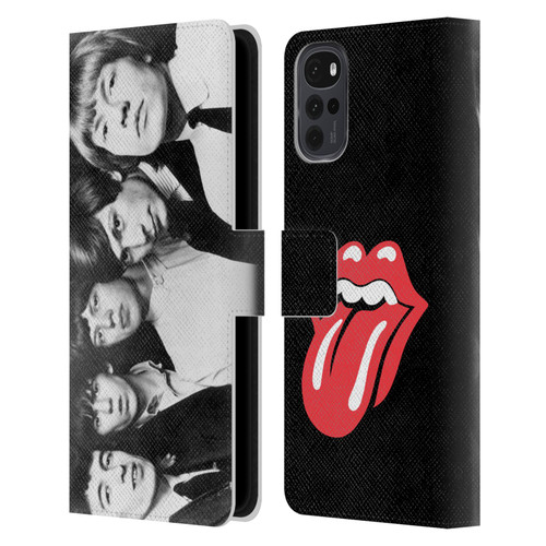 The Rolling Stones Graphics Classic Group Photo Leather Book Wallet Case Cover For Motorola Moto G22