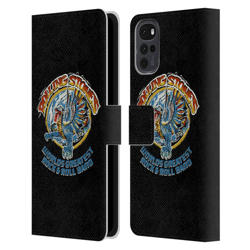 The Rolling Stones Graphics Greatest Rock And Roll Band Leather Book Wallet Case Cover For Motorola Moto G22