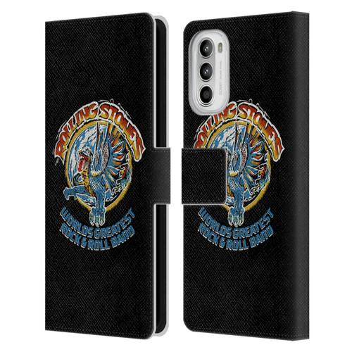 The Rolling Stones Graphics Greatest Rock And Roll Band Leather Book Wallet Case Cover For Motorola Moto G52