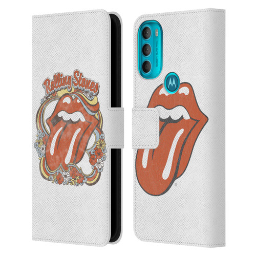 The Rolling Stones Graphics Flowers Tongue Leather Book Wallet Case Cover For Motorola Moto G71 5G