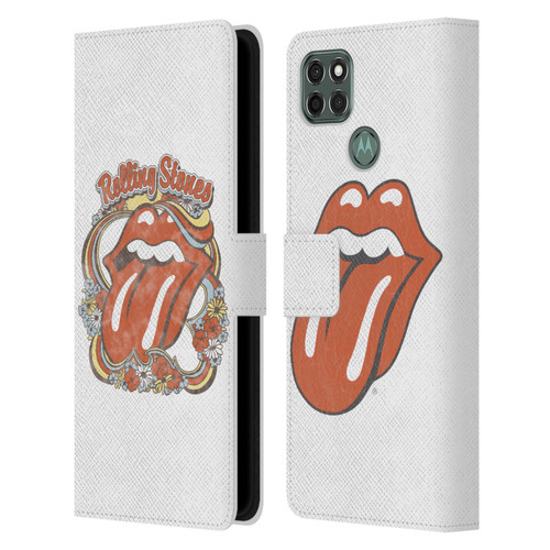 The Rolling Stones Graphics Flowers Tongue Leather Book Wallet Case Cover For Motorola Moto G9 Power