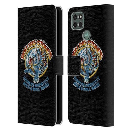 The Rolling Stones Graphics Greatest Rock And Roll Band Leather Book Wallet Case Cover For Motorola Moto G9 Power
