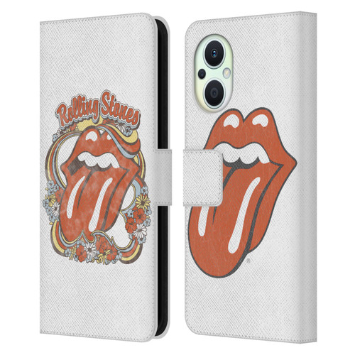 The Rolling Stones Graphics Flowers Tongue Leather Book Wallet Case Cover For OPPO Reno8 Lite
