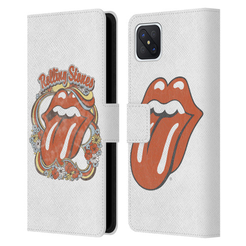 The Rolling Stones Graphics Flowers Tongue Leather Book Wallet Case Cover For OPPO Reno4 Z 5G