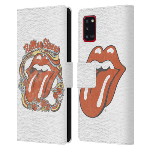 The Rolling Stones Graphics Flowers Tongue Leather Book Wallet Case Cover For Samsung Galaxy A31 (2020)