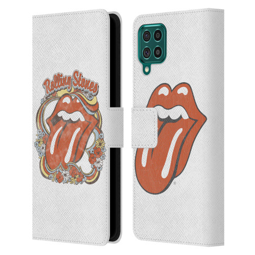 The Rolling Stones Graphics Flowers Tongue Leather Book Wallet Case Cover For Samsung Galaxy F62 (2021)