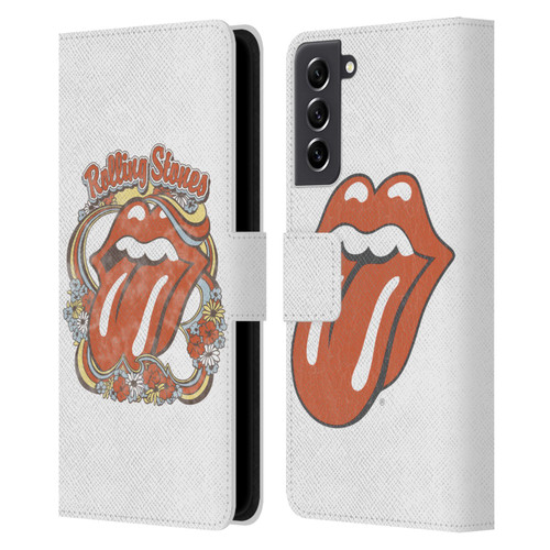 The Rolling Stones Graphics Flowers Tongue Leather Book Wallet Case Cover For Samsung Galaxy S21 FE 5G