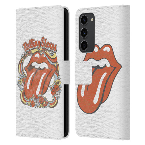 The Rolling Stones Graphics Flowers Tongue Leather Book Wallet Case Cover For Samsung Galaxy S23+ 5G