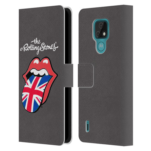 The Rolling Stones International Licks 1 United Kingdom Leather Book Wallet Case Cover For Motorola Moto E7