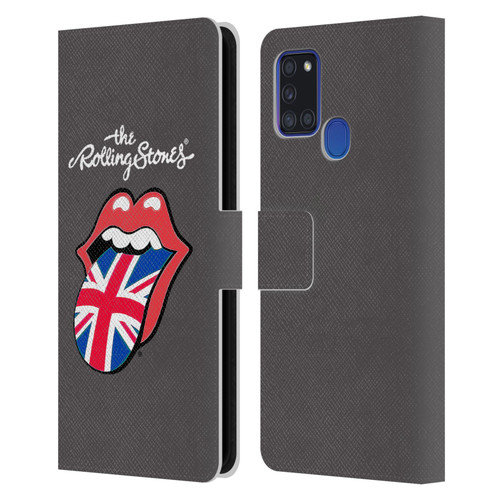 The Rolling Stones International Licks 1 United Kingdom Leather Book Wallet Case Cover For Samsung Galaxy A21s (2020)