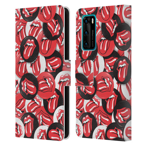 The Rolling Stones Licks Collection Tongue Classic Button Pattern Leather Book Wallet Case Cover For Huawei P40 5G