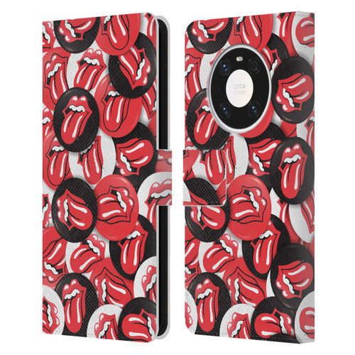 The Rolling Stones Licks Collection Tongue Classic Button Pattern Leather Book Wallet Case Cover For Huawei Mate 40 Pro 5G