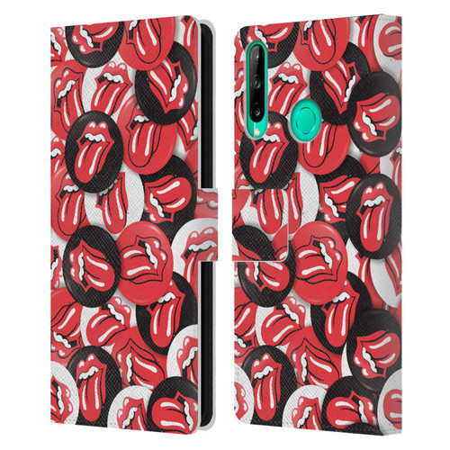 The Rolling Stones Licks Collection Tongue Classic Button Pattern Leather Book Wallet Case Cover For Huawei P40 lite E