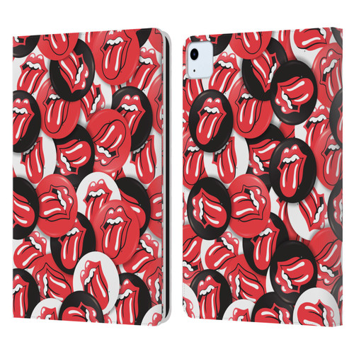 The Rolling Stones Licks Collection Tongue Classic Button Pattern Leather Book Wallet Case Cover For Apple iPad Air 2020 / 2022