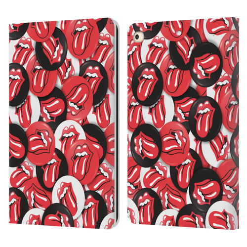 The Rolling Stones Licks Collection Tongue Classic Button Pattern Leather Book Wallet Case Cover For Apple iPad 9.7 2017 / iPad 9.7 2018