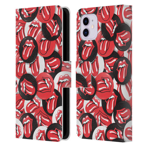 The Rolling Stones Licks Collection Tongue Classic Button Pattern Leather Book Wallet Case Cover For Apple iPhone 11