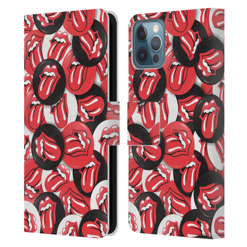 The Rolling Stones Licks Collection Tongue Classic Button Pattern Leather Book Wallet Case Cover For Apple iPhone 12 / iPhone 12 Pro