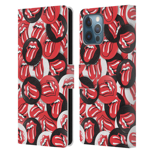 The Rolling Stones Licks Collection Tongue Classic Button Pattern Leather Book Wallet Case Cover For Apple iPhone 12 Pro Max