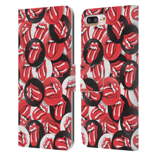 The Rolling Stones Licks Collection Tongue Classic Button Pattern Leather Book Wallet Case Cover For Apple iPhone 7 Plus / iPhone 8 Plus