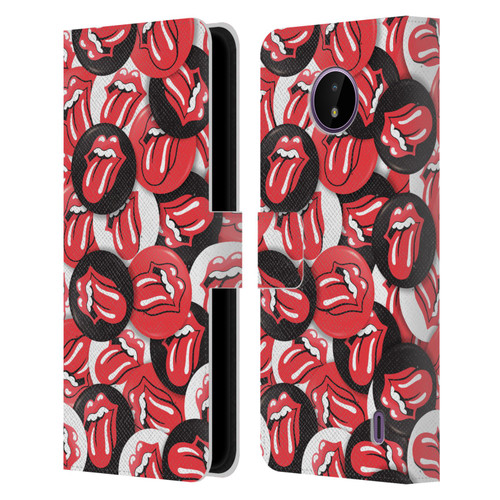 The Rolling Stones Licks Collection Tongue Classic Button Pattern Leather Book Wallet Case Cover For Nokia C10 / C20