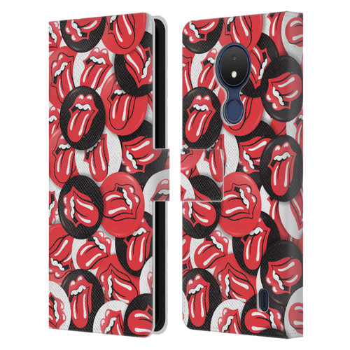 The Rolling Stones Licks Collection Tongue Classic Button Pattern Leather Book Wallet Case Cover For Nokia C21