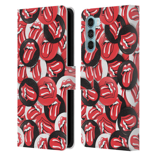 The Rolling Stones Licks Collection Tongue Classic Button Pattern Leather Book Wallet Case Cover For Motorola Edge S30 / Moto G200 5G