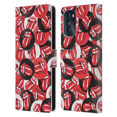 The Rolling Stones Licks Collection Tongue Classic Button Pattern Leather Book Wallet Case Cover For Motorola Moto G (2022)
