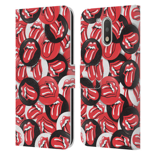 The Rolling Stones Licks Collection Tongue Classic Button Pattern Leather Book Wallet Case Cover For Motorola Moto G41