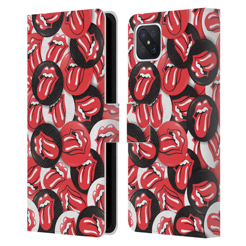 The Rolling Stones Licks Collection Tongue Classic Button Pattern Leather Book Wallet Case Cover For OPPO Reno4 Z 5G