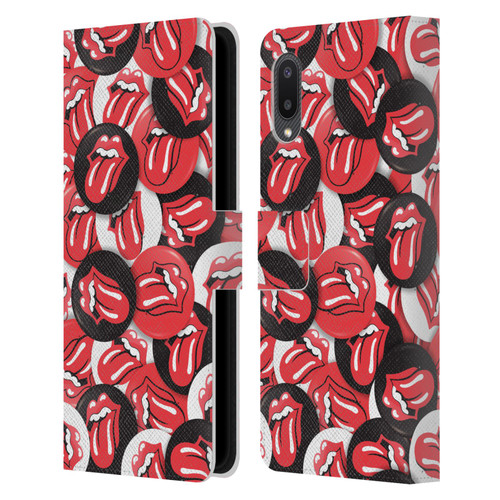 The Rolling Stones Licks Collection Tongue Classic Button Pattern Leather Book Wallet Case Cover For Samsung Galaxy A02/M02 (2021)