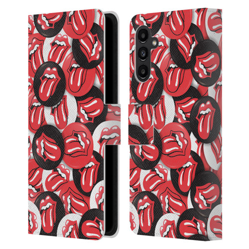 The Rolling Stones Licks Collection Tongue Classic Button Pattern Leather Book Wallet Case Cover For Samsung Galaxy A13 5G (2021)