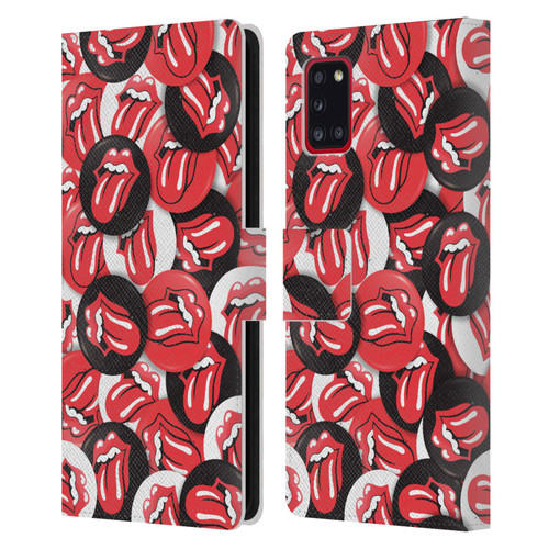 The Rolling Stones Licks Collection Tongue Classic Button Pattern Leather Book Wallet Case Cover For Samsung Galaxy A31 (2020)