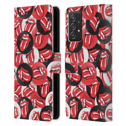 The Rolling Stones Licks Collection Tongue Classic Button Pattern Leather Book Wallet Case Cover For Samsung Galaxy A53 5G (2022)