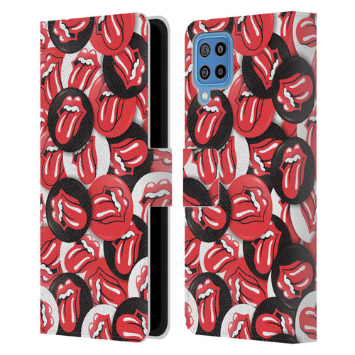 The Rolling Stones Licks Collection Tongue Classic Button Pattern Leather Book Wallet Case Cover For Samsung Galaxy F22 (2021)