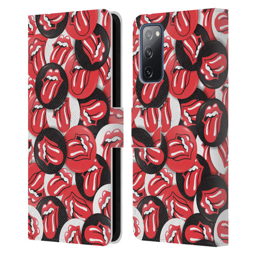 The Rolling Stones Licks Collection Tongue Classic Button Pattern Leather Book Wallet Case Cover For Samsung Galaxy S20 FE / 5G