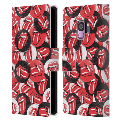 The Rolling Stones Licks Collection Tongue Classic Button Pattern Leather Book Wallet Case Cover For Samsung Galaxy S9