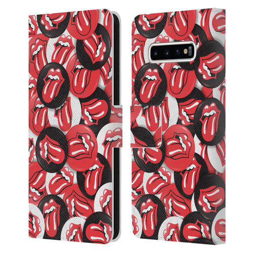 The Rolling Stones Licks Collection Tongue Classic Button Pattern Leather Book Wallet Case Cover For Samsung Galaxy S10+ / S10 Plus